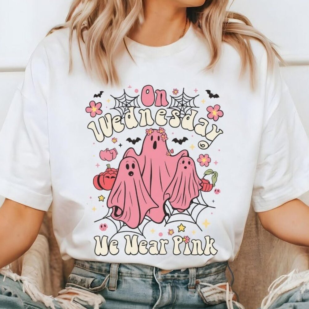 Retro On Wednesday We Wear Pink Ghost Shirt